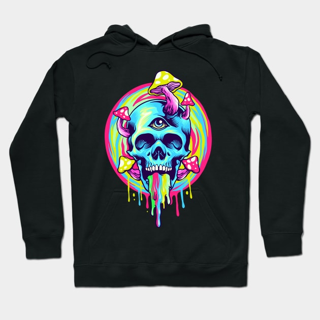 Trippy Swirl Skull Hoodie by machmigo